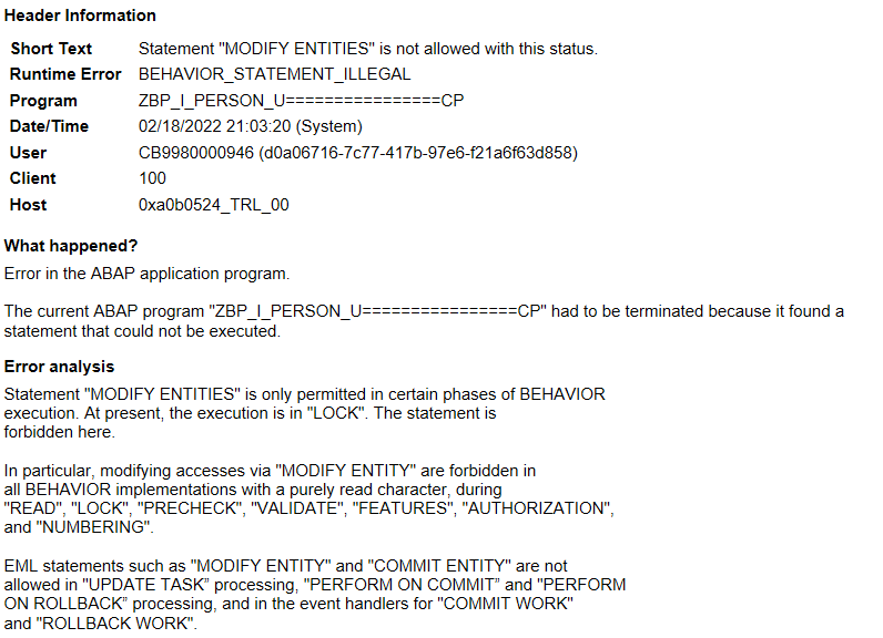 Unmanaged RAP BO with draft: error when pressing e... - SAP Community