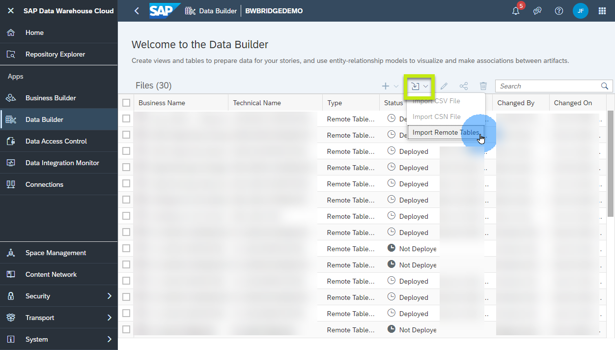 SAP Data Warehouse Cloud, SAP BW bridgeの使い方(パート2：デ 