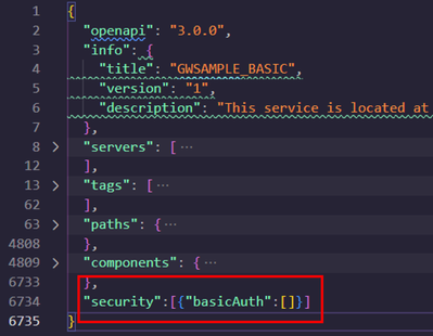 fig.5 Screenshot of auth definition in example OpenAPI spec for SAP OData service