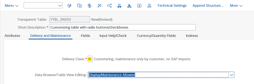 Simplest method to create a customizing table with radio buttons/checkboxes