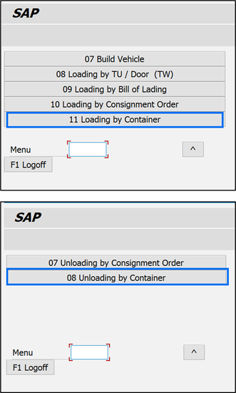 New RF logic transactions: “Loading by Container” for outbound process & “Unloading by Container” for inbound process