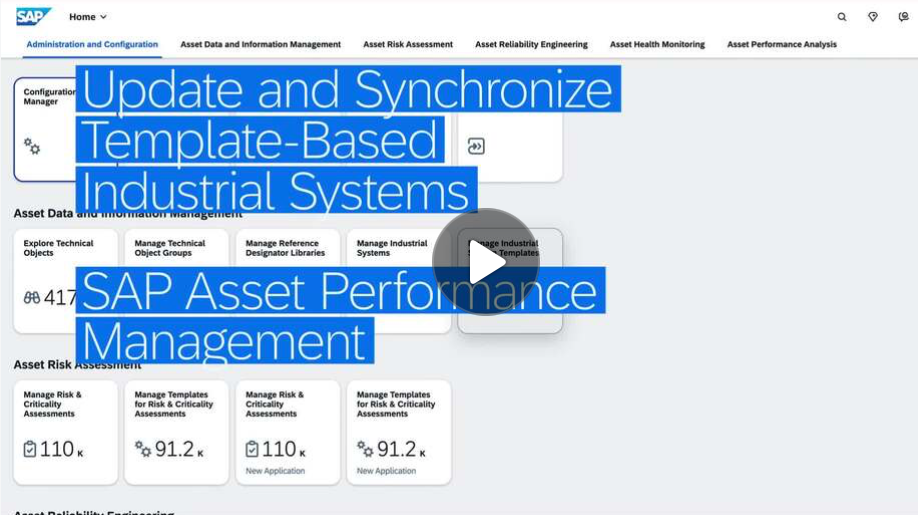 Update And Synchronize Template-Based Industrial Systems | Sap Asset Performance Management